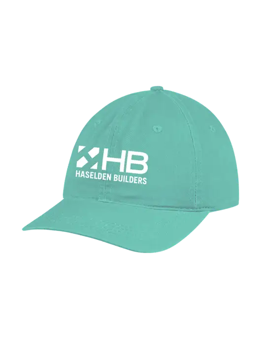 Garment Washed Unstructured Twill Very Light Teal Cap w/Haselden Builders Logo