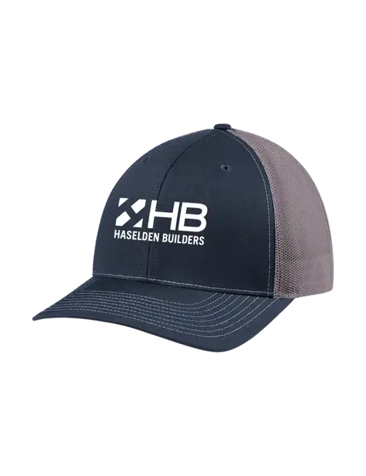 Richardson Adjustable Snapback Original 112 Trucker Cap Navy w/Charcoal Mesh w/Haselden Builders Logo