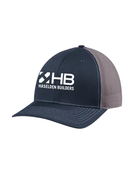 Richardson Adjustable Snapback Original 112 Trucker Cap Navy w/Charcoal Mesh w/Haselden Builders Logo
