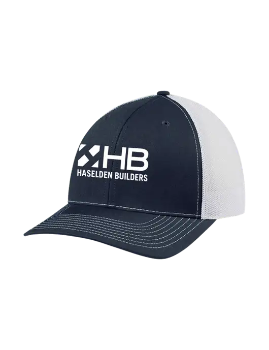 Richardson Adjustable Snapback Original 112 Trucker Cap Navy w/White Mesh w/Haselden Builders Logo