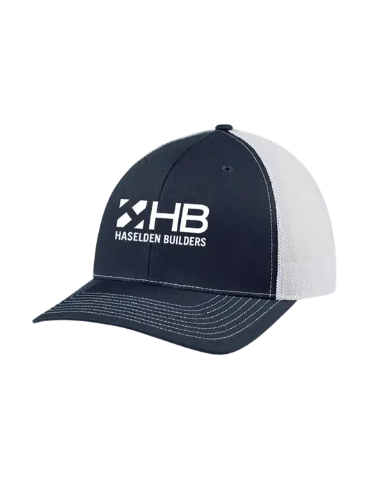 Richardson Adjustable Snapback Original 112 Trucker Cap Navy w/White Mesh w/Haselden Builders Logo