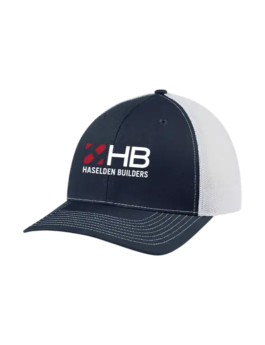 Richardson Adjustable Snapback Original 112 Trucker Cap Navy w/White Mesh w/Haselden Builders Logo