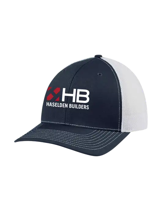 Richardson Adjustable Snapback Original 112 Trucker Cap Navy w/White Mesh w/Haselden Builders Logo