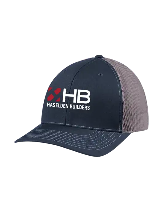 Richardson Adjustable Snapback Original 112 Trucker Cap Navy w/Charcoal Mesh w/Haselden Builders Logo