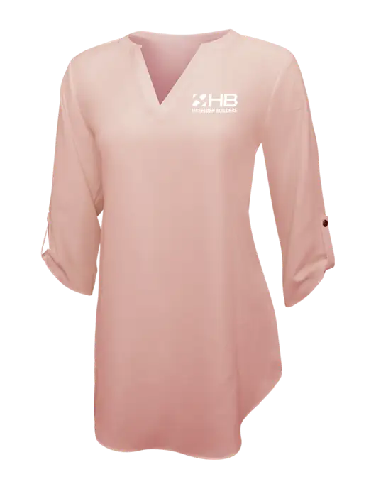 Light Coral Womens 3/4 Sleeve Tunic Blouse w/Haselden Builders Logo