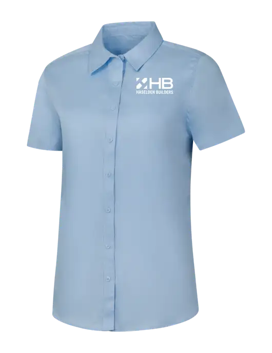 Womens Light Blue Short Sleeve Superpro React Twill Shirt w/Haselden Builders Logo