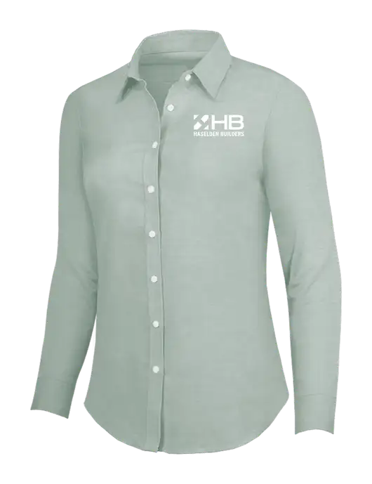 Very Light Green Womens SuperPro Oxford Shirt w/Haselden Builders Logo