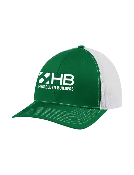 Richardson Adjustable Snapback Original 112 Trucker Cap Kelly w/White Mesh w/Haselden Builders Logo