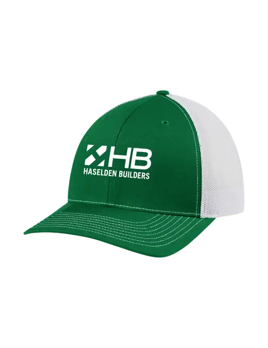 Richardson Adjustable Snapback Original 112 Trucker Cap Kelly w/White Mesh w/Haselden Builders Logo