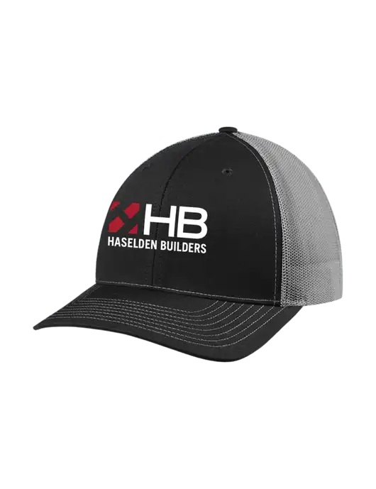 Richardson Adjustable Snapback Original 112 Trucker Cap Black w/Charcoal Mesh w/Haselden Builders Logo