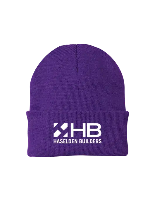 Purple Knit Cap w/Haselden Builders Logo