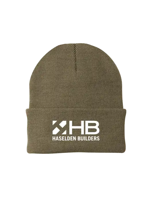 Dark Tan Knit Cap w/Haselden Builders Logo