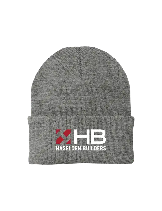 Medium Grey Heather Knit Cap w/Haselden Builders Logo