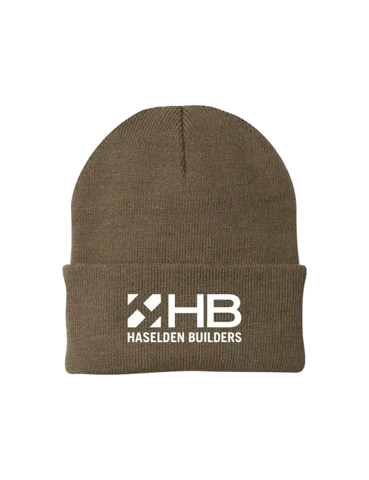 Light Brown Knit Cap w/Haselden Builders Logo
