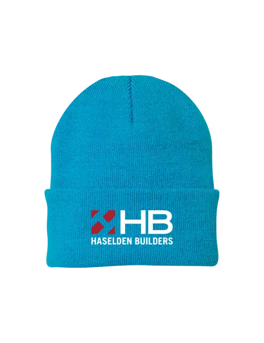 Sapphire Blue Knit Cap w/Haselden Builders Logo