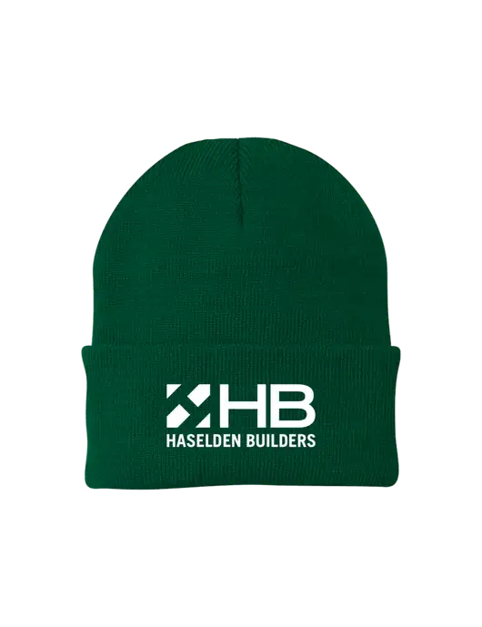 Dark Green Knit Cap w/Haselden Builders Logo