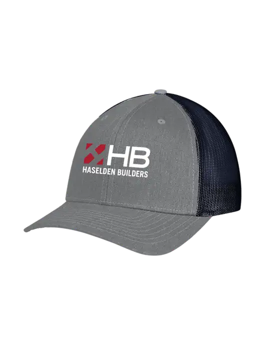 Richardson Adjustable Snapback Original 112 Trucker Cap Heather Grey w/Navy Mesh w/Haselden Builders Logo