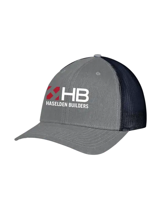 Richardson Adjustable Snapback Original 112 Trucker Cap Heather Grey w/Navy Mesh w/Haselden Builders Logo