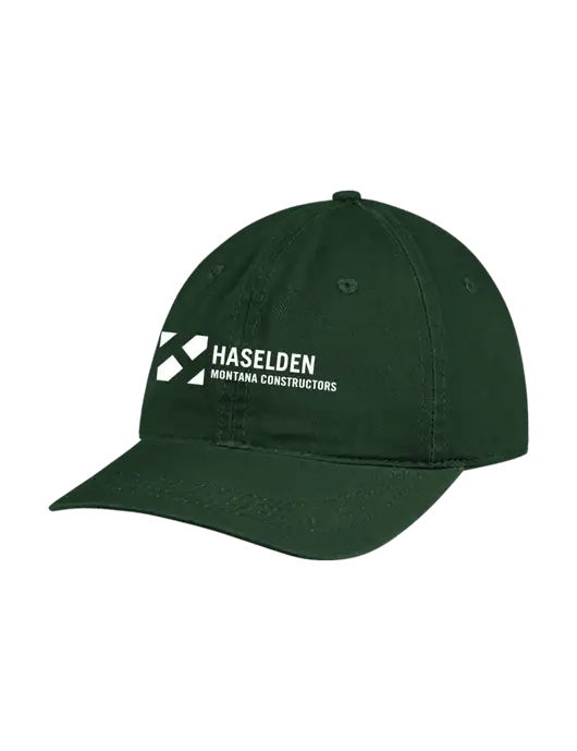 Garment Washed Unstructured Twill Dark Green Cap w/Haselden Montana Constructors Logo