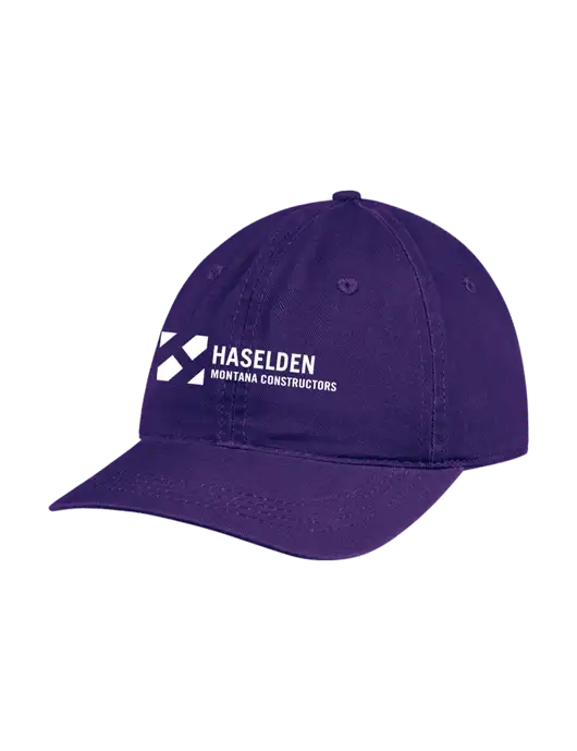 Garment Washed Unstructured Twill Purple Cap w/Haselden Montana Constructors Logo