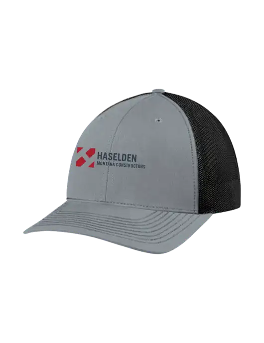 Richardson Adjustable Snapback Original 112 Trucker Cap Heather Grey w/Black Mesh w/Haselden Montana Constructors Logo