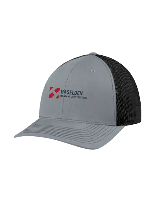 Richardson Adjustable Snapback Original 112 Trucker Cap Heather Grey w/Black Mesh w/Haselden Montana Constructors Logo