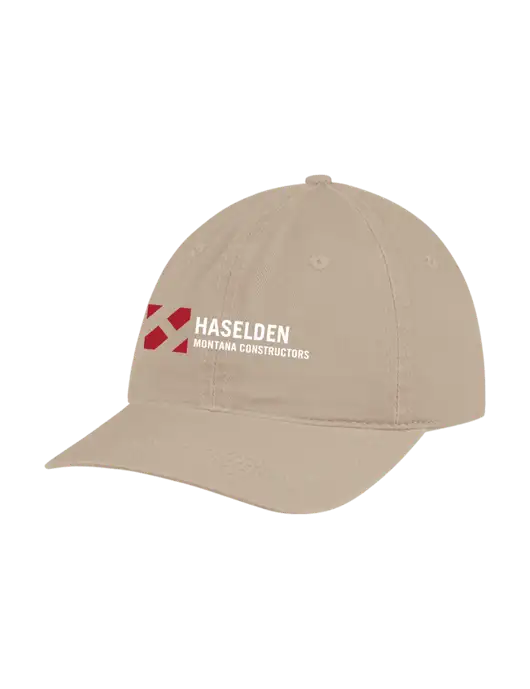 Garment Washed Unstructured Twill Tan Cap w/Haselden Montana Constructors Logo