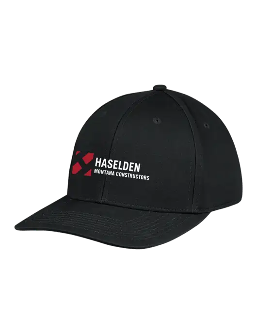 Premium Modern Structured Twill Black Snapback Cap w/Haselden Montana Constructors Logo