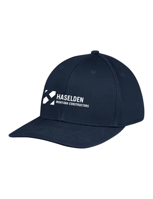Premium Modern Structured Twill Navy Snapback Cap w/Haselden Montana Constructors Logo