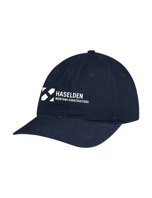 Garment Washed Unstructured Twill Navy Cap w/Haselden Montana Constructors Logo