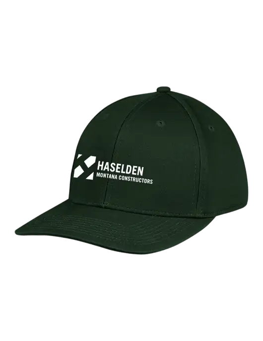 Premium Modern Structured Twill Dark Green Snapback Cap w/Haselden Montana Constructors Logo