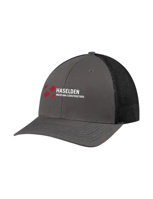 Richardson Adjustable Snapback Original 112 Trucker Cap Dark Grey w/Black Mesh w/Haselden Montana Constructors Logo