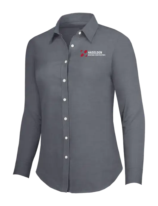Dark Grey Womens SuperPro Oxford Shirt w/Haselden Montana Constructors Logo