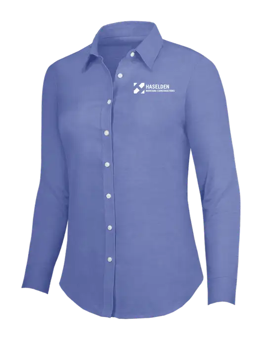 Navy Womens SuperPro Oxford Shirt w/Haselden Montana Constructors Logo