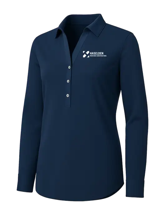 Womens Navy City Stretch Shirt w/Haselden Montana Constructors Logo