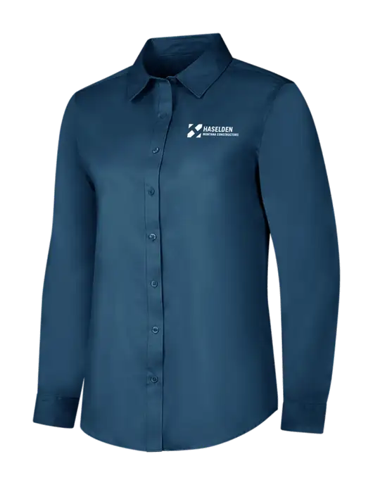 Light Navy Womens Long Sleeve Superpro React Twill Shirt w/Haselden Montana Constructors Logo