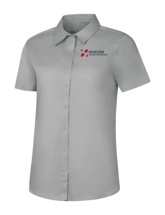 Womens Light Grey Short Sleeve Superpro React Twill Shirt w/Haselden Montana Constructors Logo