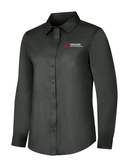 Dark Grey Womens Long Sleeve Superpro React Twill Shirt w/Haselden Montana Constructors Logo