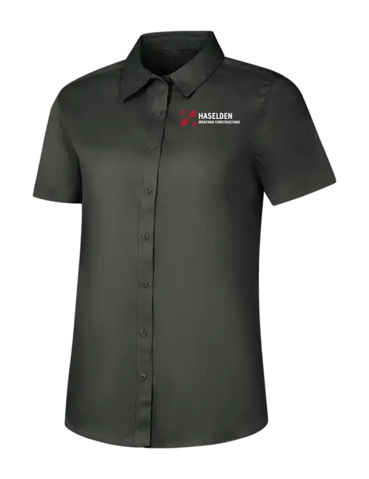 Womens Dark Grey Short Sleeve Superpro React Twill Shirt w/Haselden Montana Constructors Logo