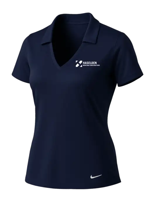 NIKE Dark Navy Womens Dri-Fit Vertical Mesh Polo w/Haselden Montana Constructors Logo