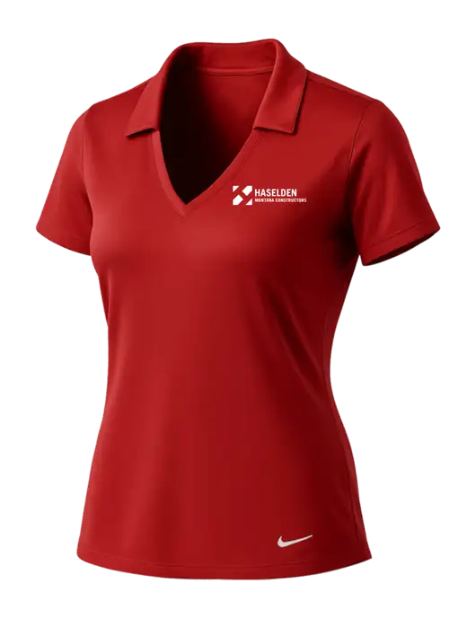NIKE Red Womens Dri-Fit Vertical Mesh Polo w/Haselden Montana Constructors Logo