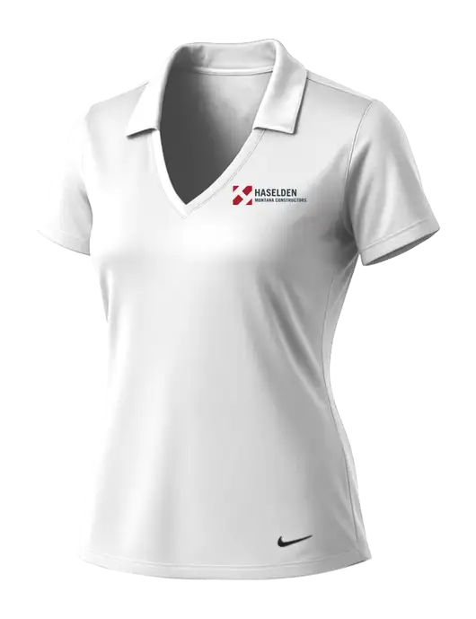 NIKE White Womens Dri-Fit Vertical Mesh Polo w/Haselden Montana Constructors Logo