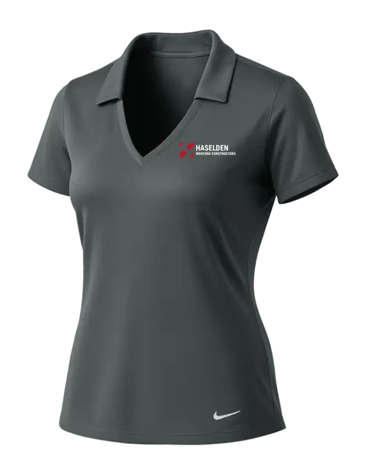 NIKE Dark Grey Womens Dri-Fit Vertical Mesh Polo w/Haselden Montana Constructors Logo