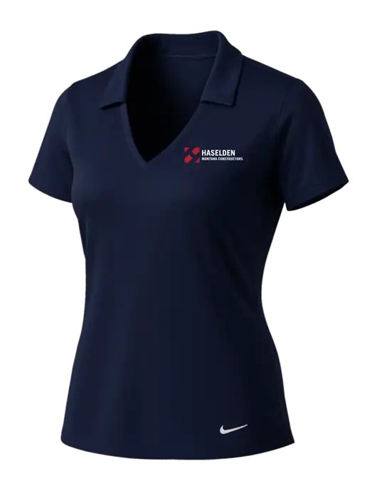 NIKE Dark Navy Womens Dri-Fit Vertical Mesh Polo w/Haselden Montana Constructors Logo
