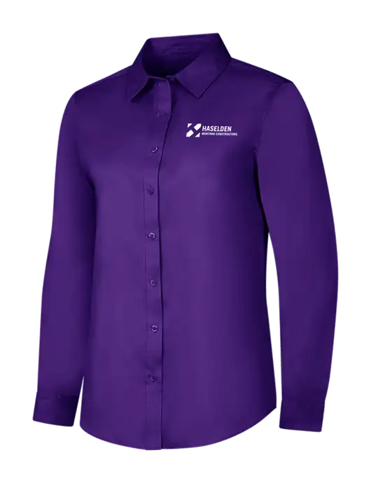 Purple Womens Long Sleeve Superpro React Twill Shirt w/Haselden Montana Constructors Logo