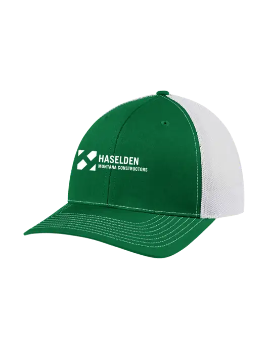 Richardson Adjustable Snapback Original 112 Trucker Cap Kelly w/White Mesh w/Haselden Montana Constructors Logo