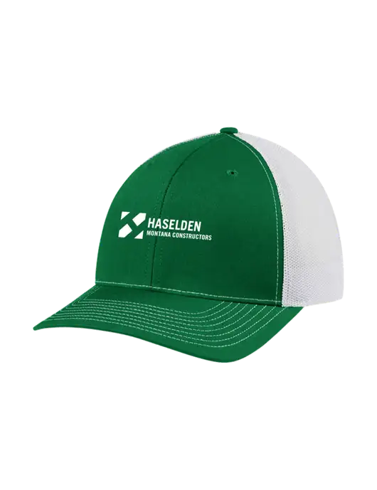 Richardson Adjustable Snapback Original 112 Trucker Cap Kelly w/White Mesh w/Haselden Montana Constructors Logo