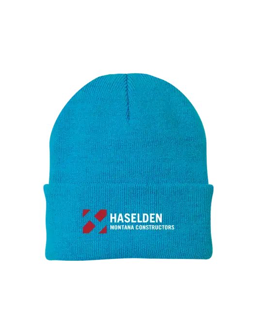 Sapphire Blue Knit Cap w/Haselden Montana Constructors Logo