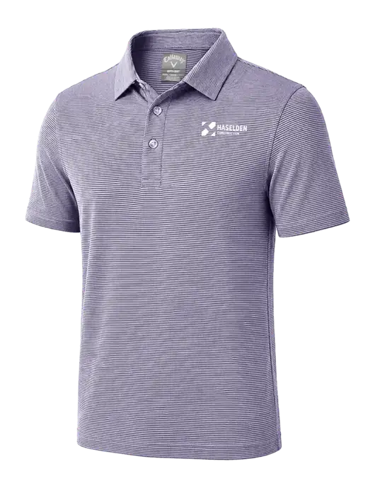 Callaway Navy Fine Line Stripe Polo w/Haselden Construction Logo