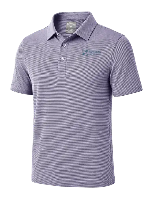 Callaway Navy Fine Line Stripe Polo w/Haselden Construction Logo